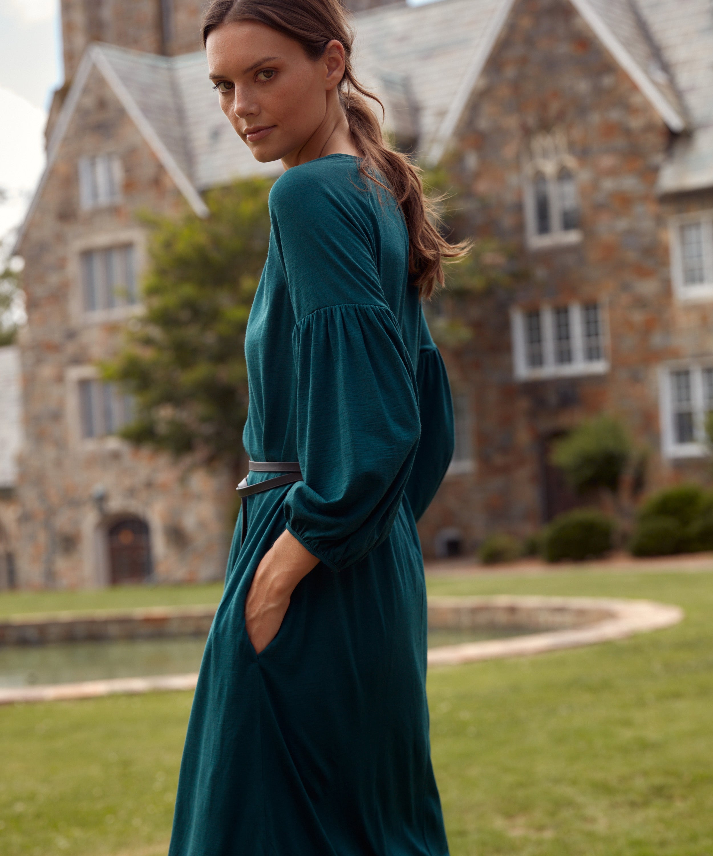 Model wears Billy Reid clothing