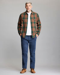 Large Scale Plaid Western Shirt in Billy's Brown/Dark Forest
