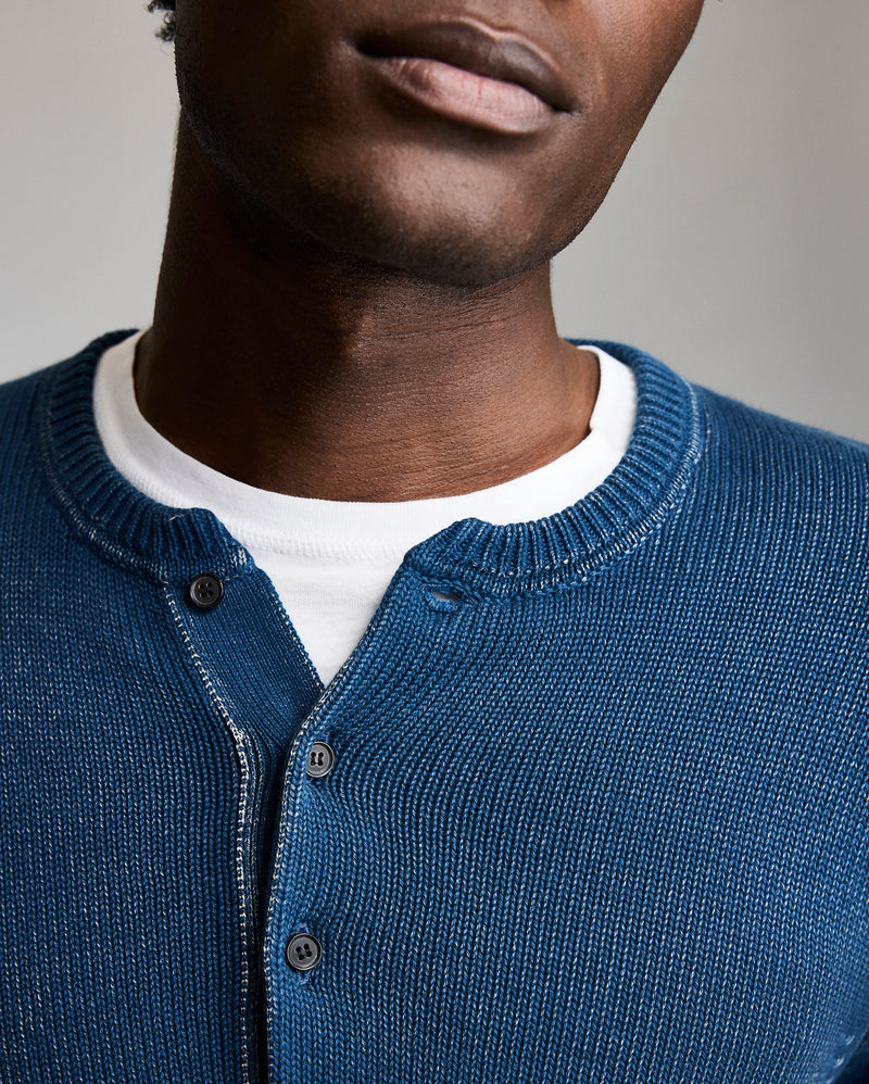 Garment-Dyed Henley Sweater