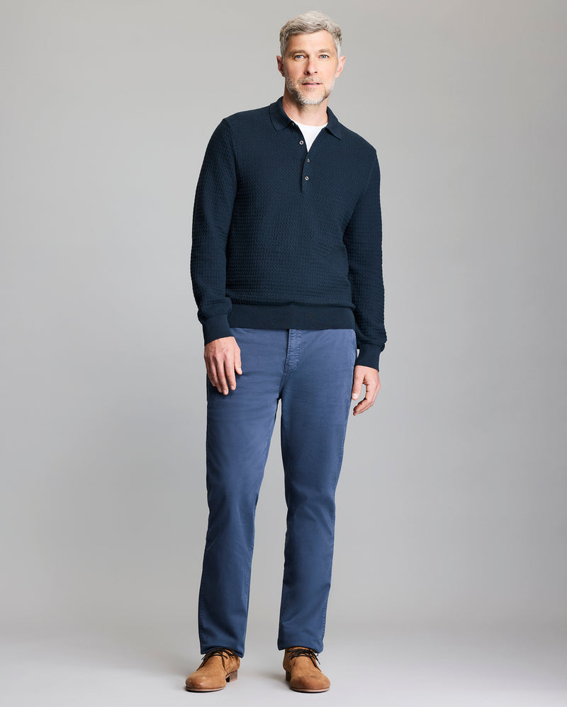 Long Sleeve Grid Links Sweater Polo