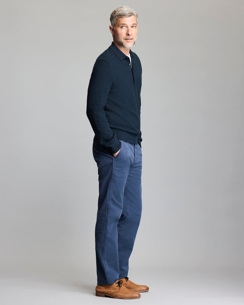 Long Sleeve Grid Links Sweater Polo