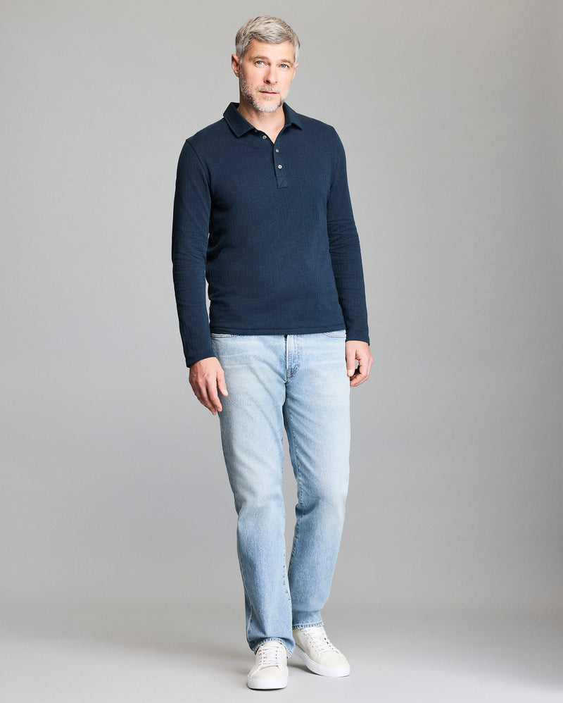 Long Sleeve Herringbone Polo