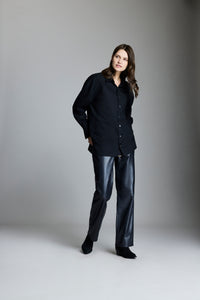 Model wears the Detachable Collar Dolman Shirt