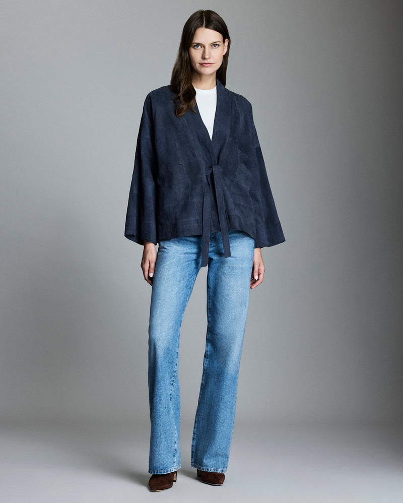 Patchwork Garment Dyed Suede Jacket