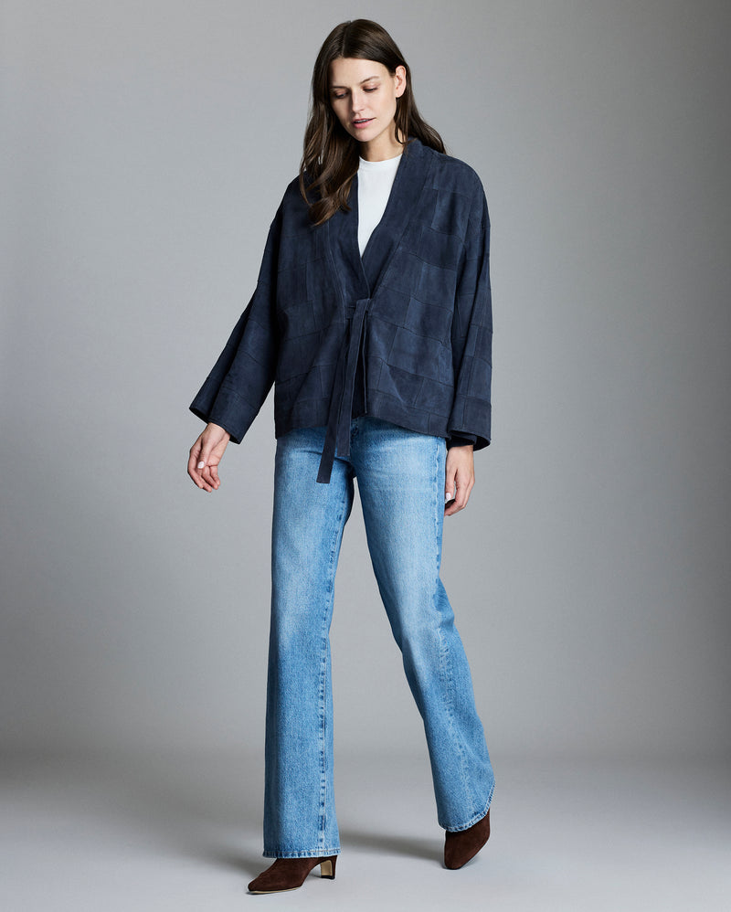 Patchwork Garment Dyed Suede Jacket