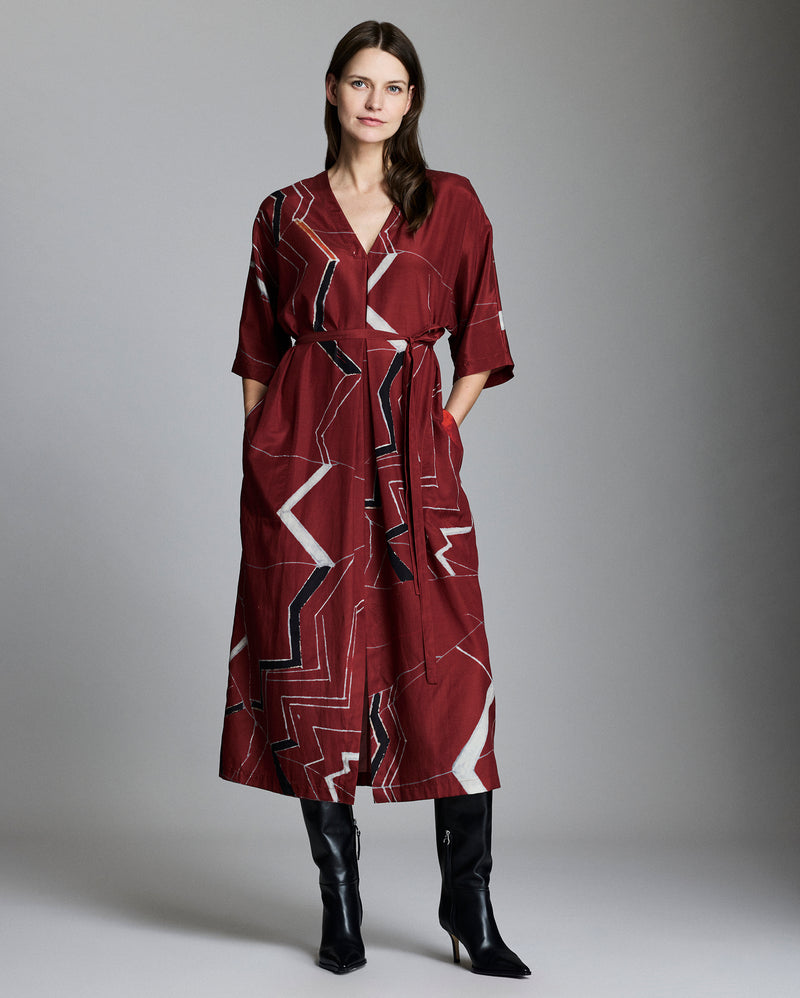 Mountain Silk V-Pleat Maxi Dress