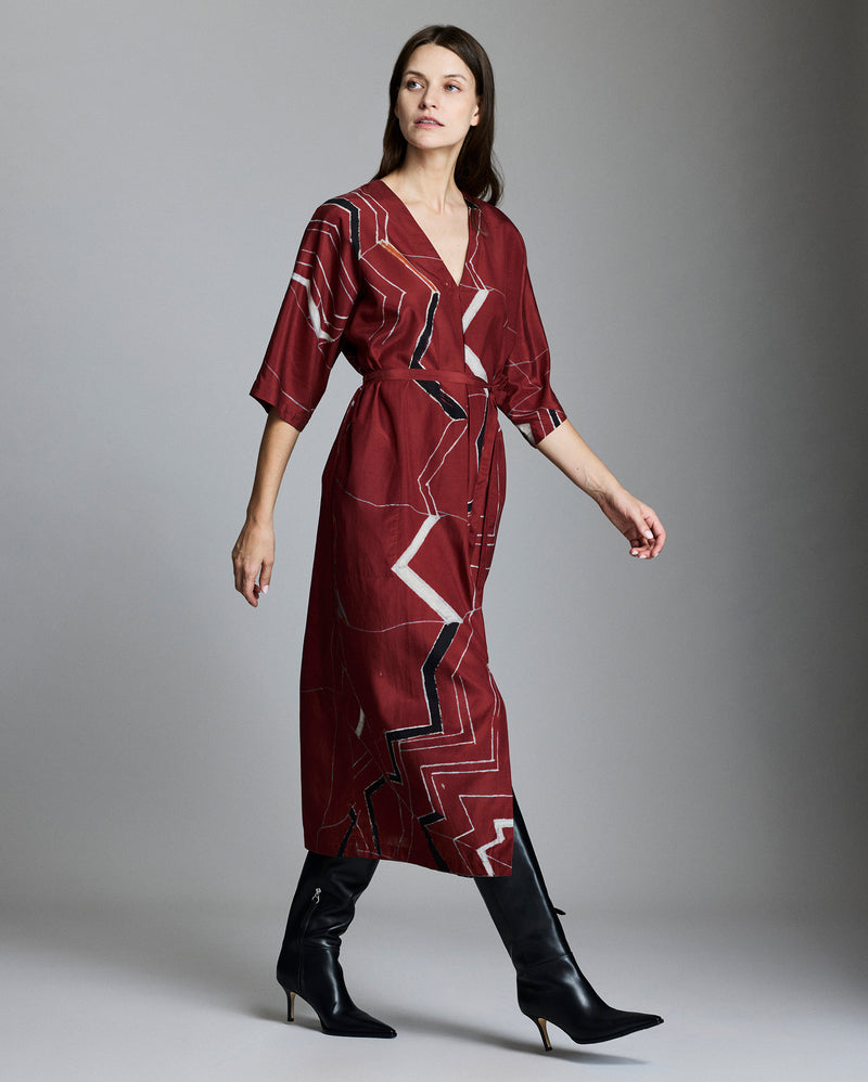 Mountain Silk V-Pleat Maxi Dress