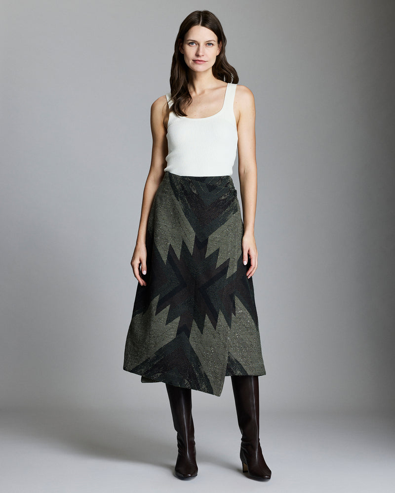 Plank Jacquard Wrap Skirt