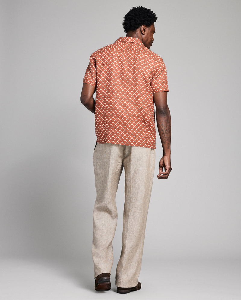 Short Sleeve Pagoda Tile Linen Treme Shirt