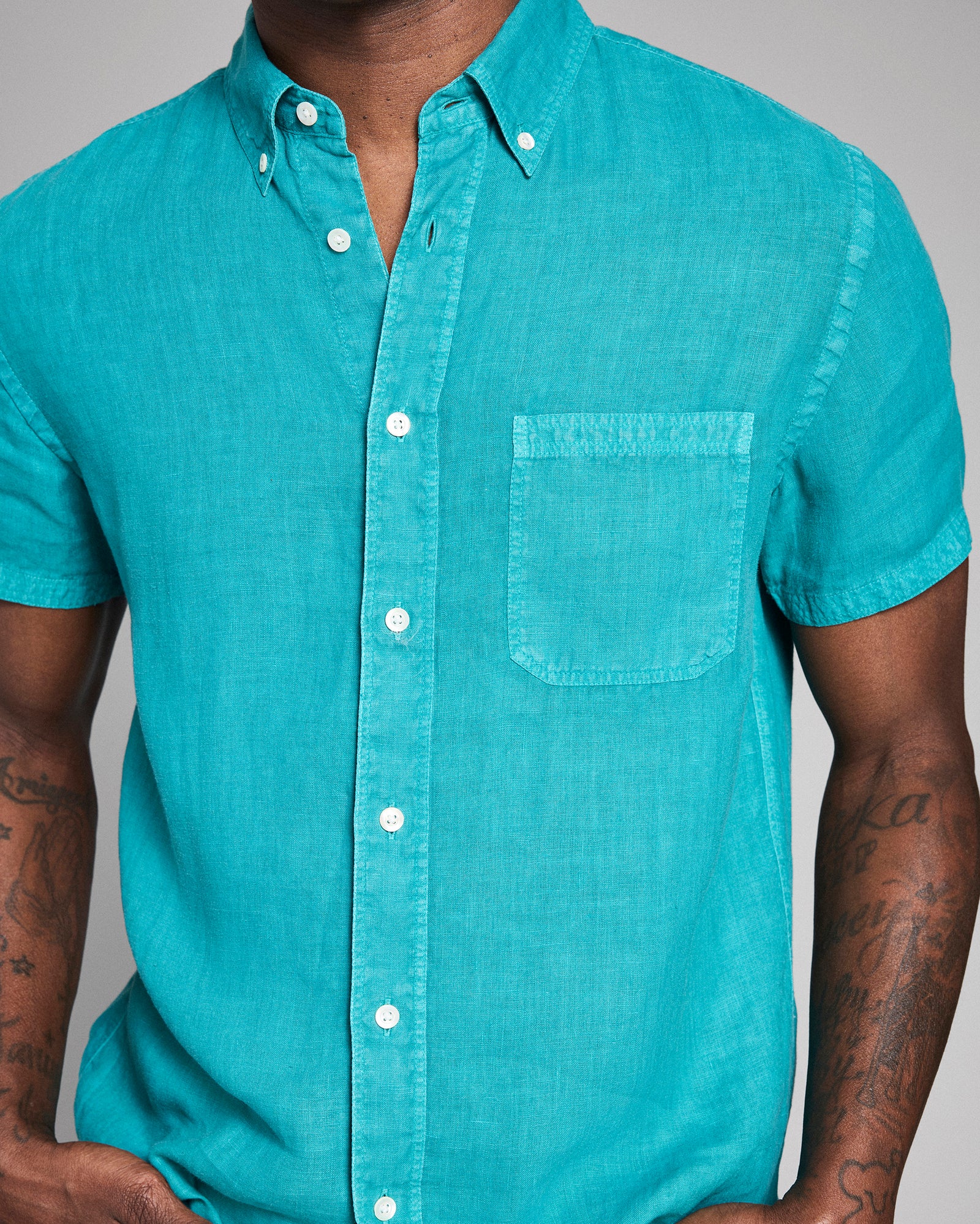Short Sleeve Linen Tuscumbia Shirt Button Down