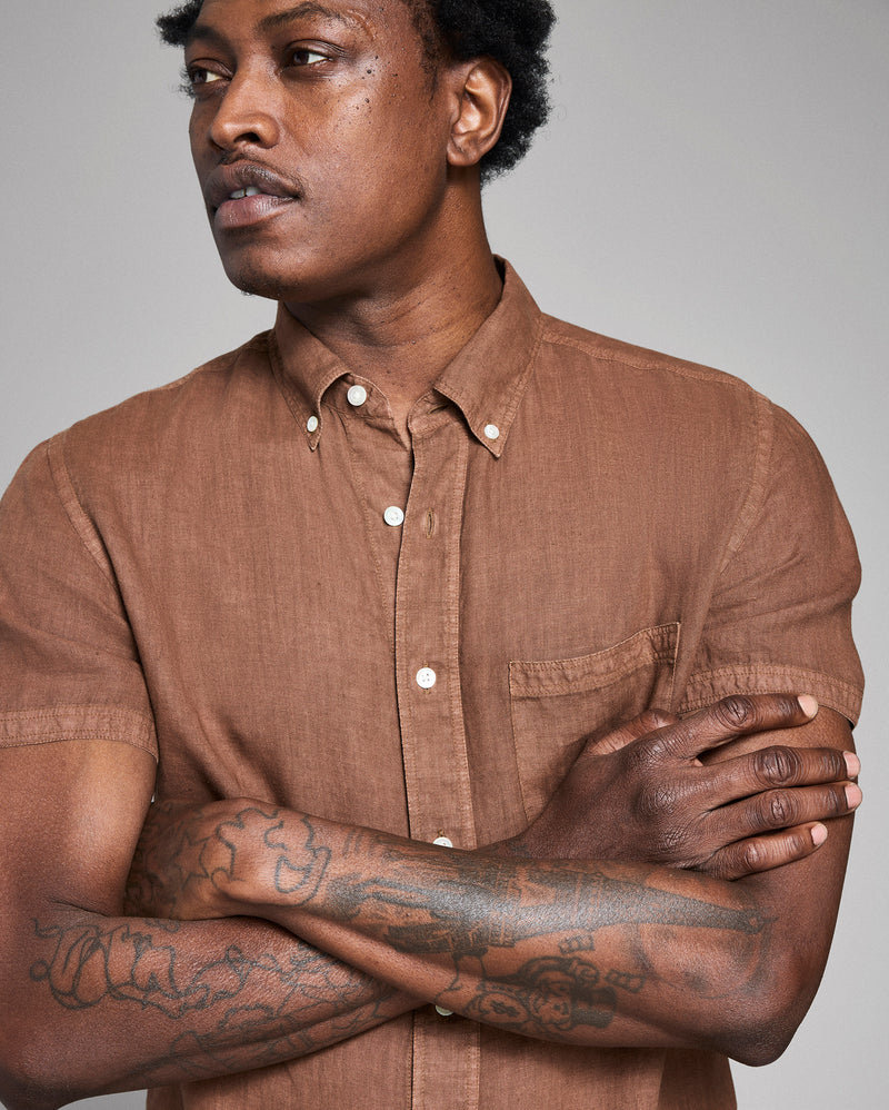 Short Sleeve Linen Tuscumbia Shirt Button Down