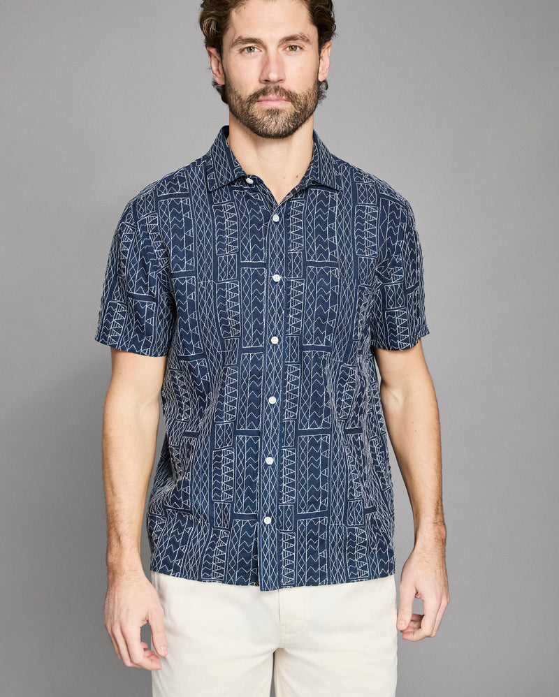 Short Sleeve Geo Stitch Embroidered Treme Shirt