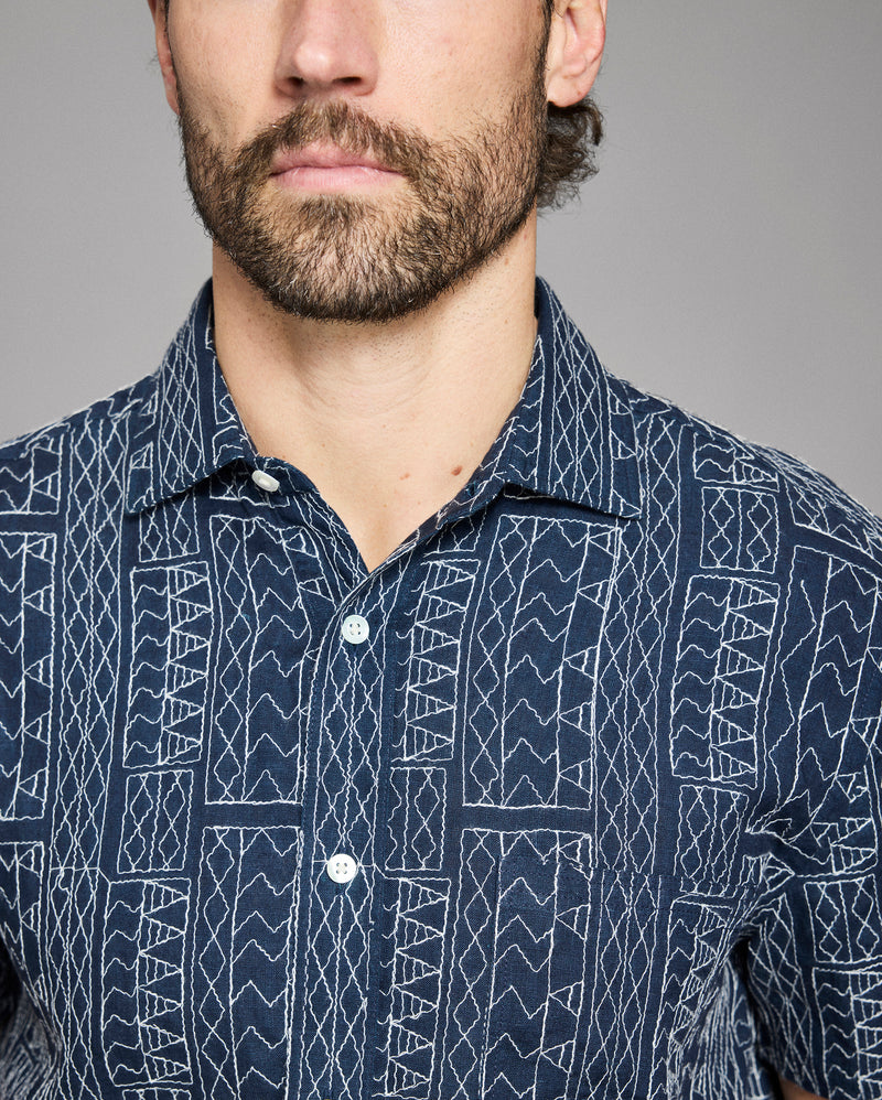 Short Sleeve Geo Stitch Embroidered Treme Shirt