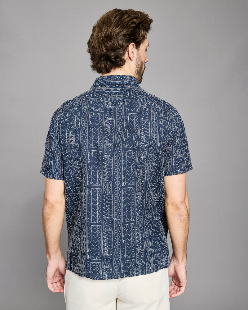 Short Sleeve Geo Stitch Embroidered Treme Shirt