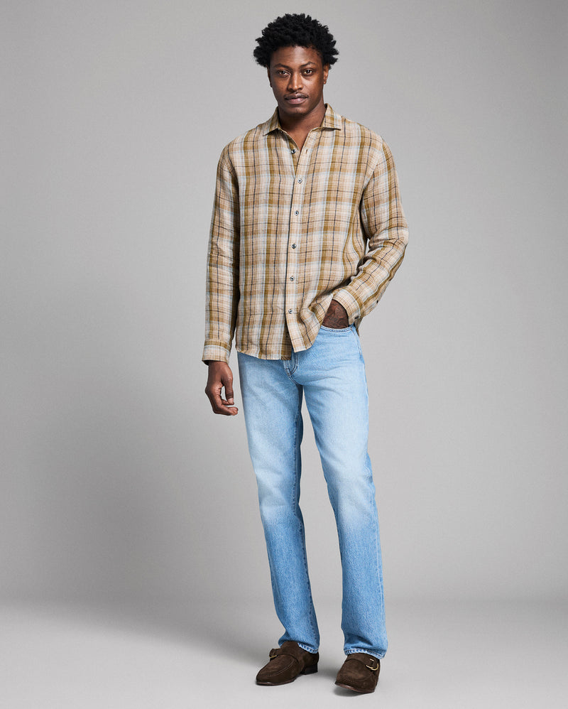 Dobby Plaid Linen Cedar Shirt