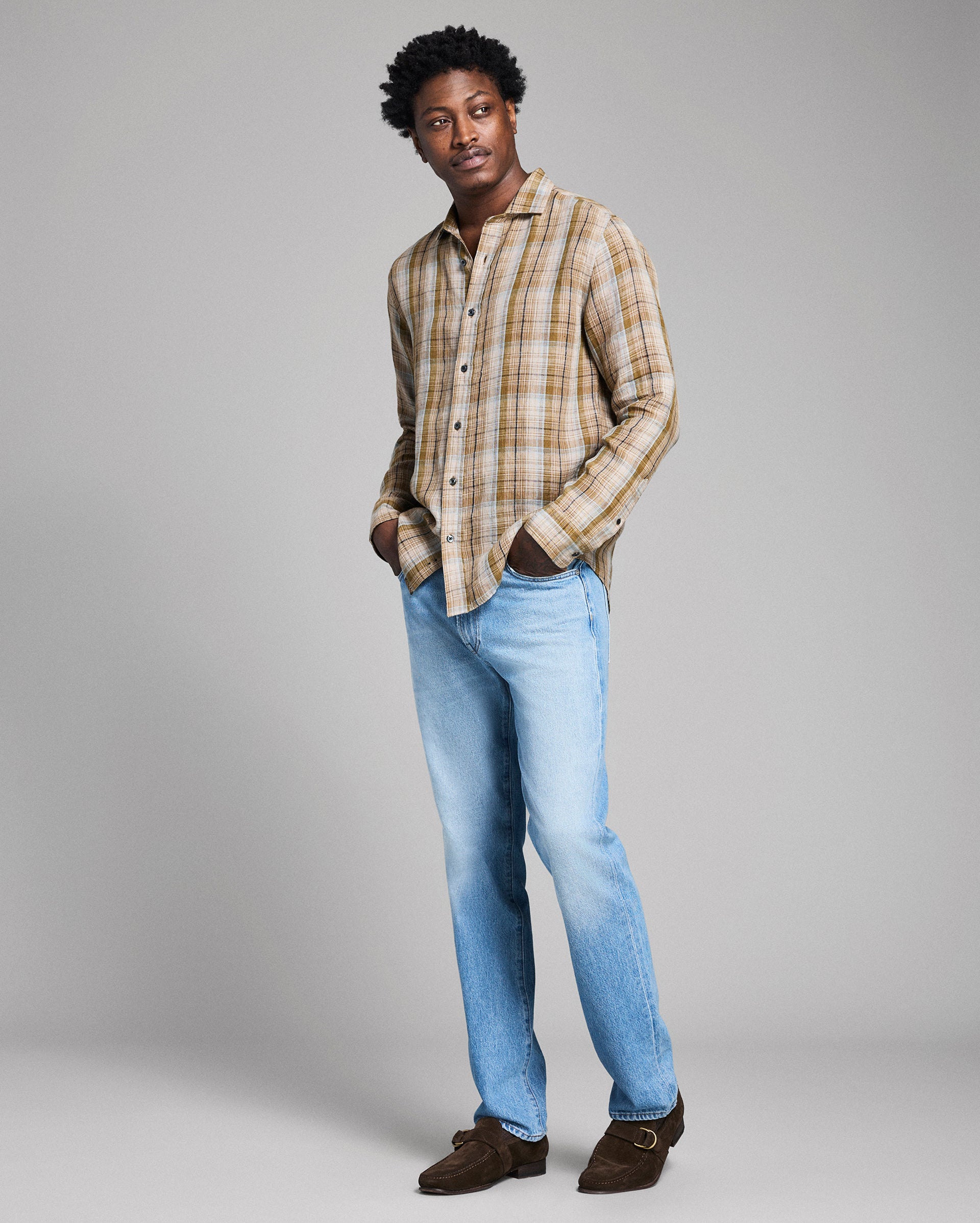 Dobby Plaid Linen Cedar Shirt