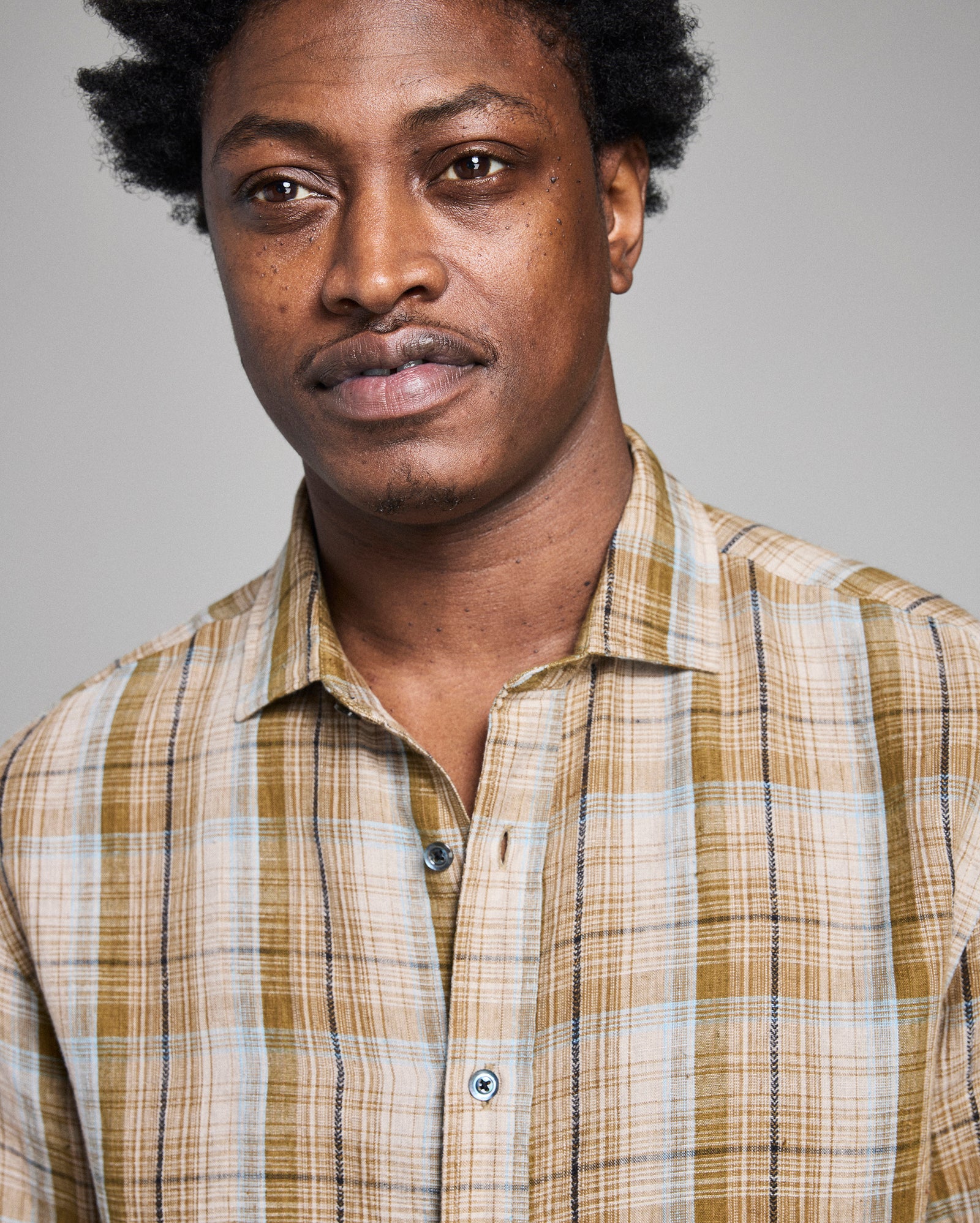 Dobby Plaid Linen Cedar Shirt