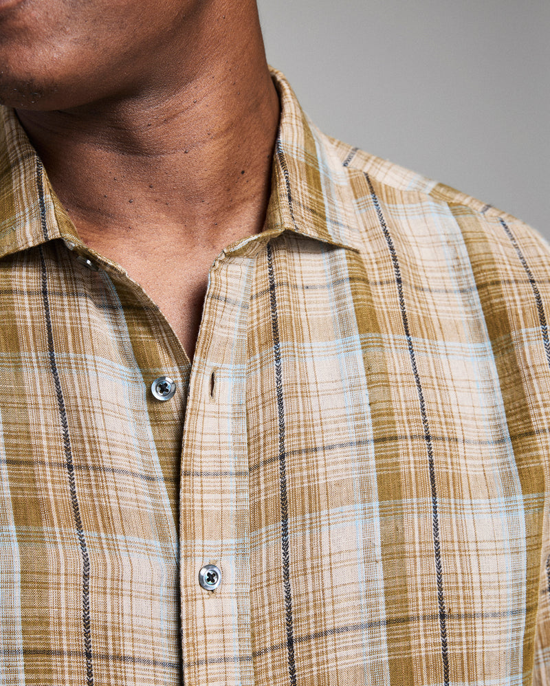 Dobby Plaid Linen Cedar Shirt