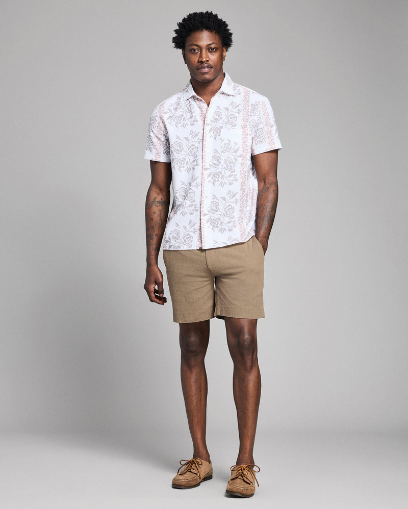 Short Sleeve Textural Tropical Roses Treme Shirt