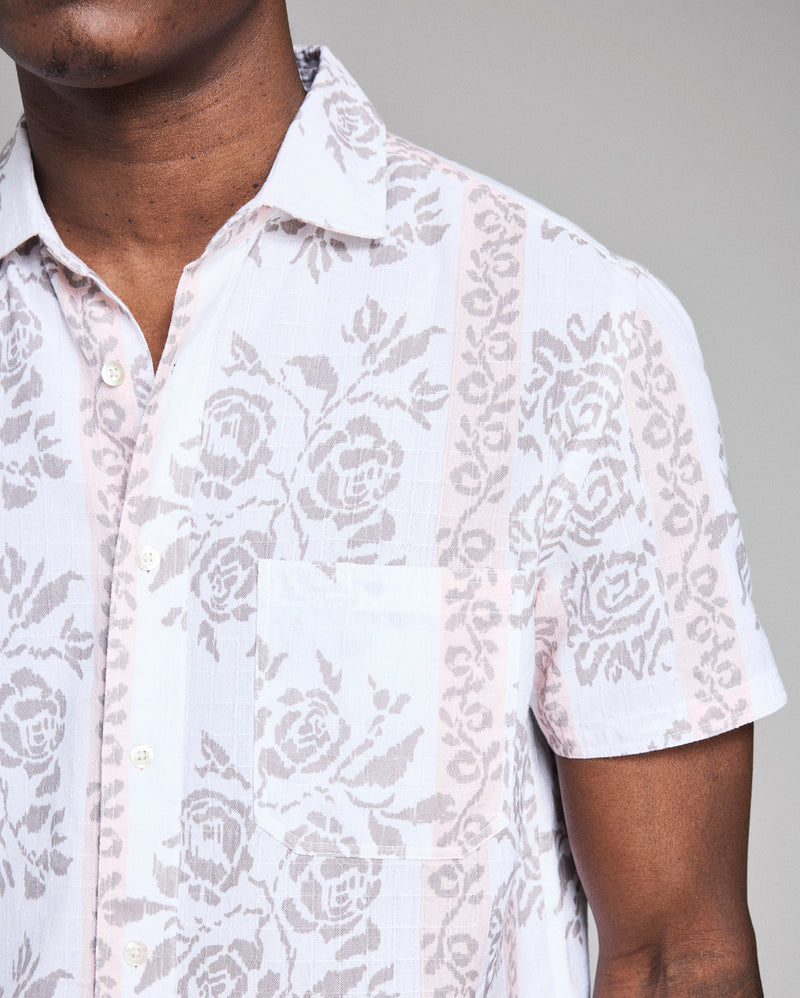 Short Sleeve Textural Tropical Roses Treme Shirt