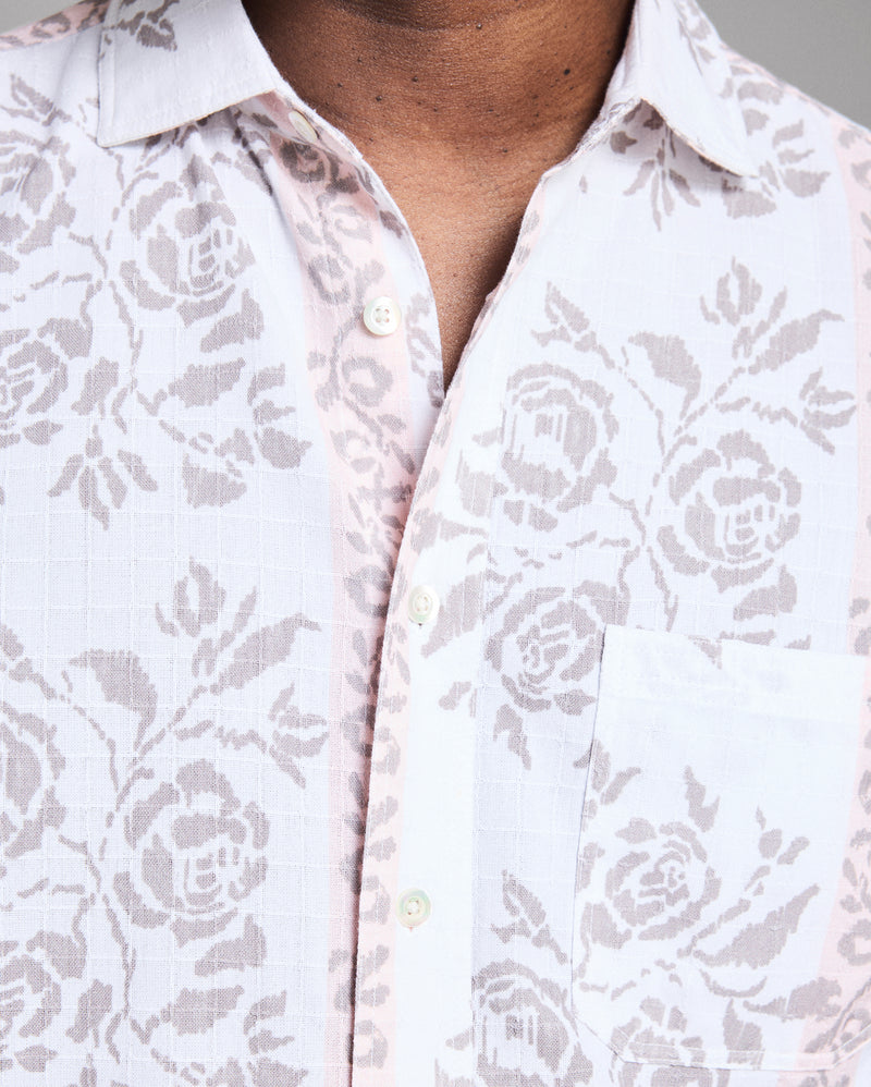 Short Sleeve Textural Tropical Roses Treme Shirt