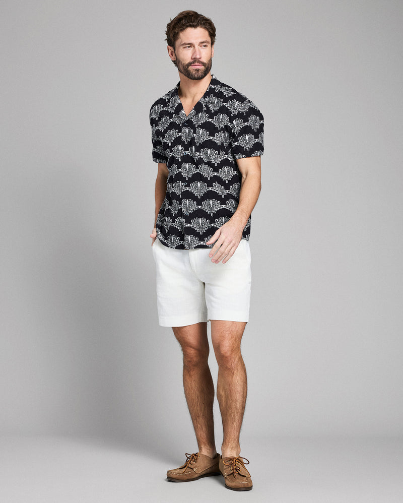 Short Sleeve Botanical Jacquard Camp Shirt
