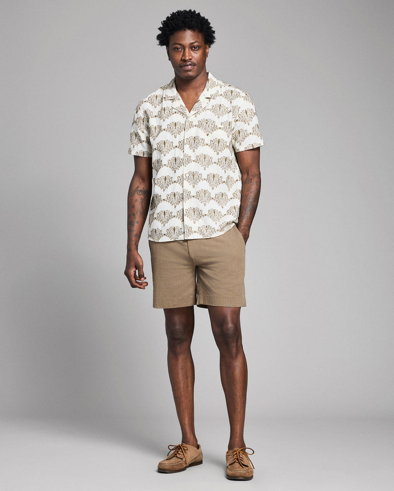 Short Sleeve Botanical Jacquard Camp Shirt