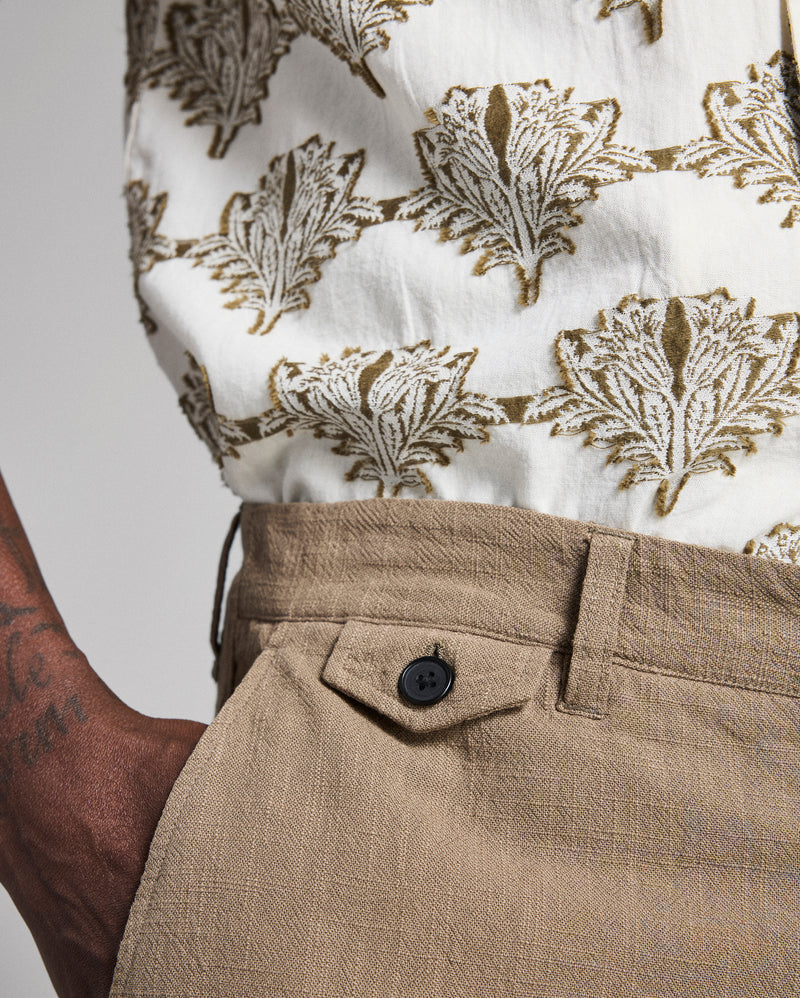 Short Sleeve Botanical Jacquard Camp Shirt