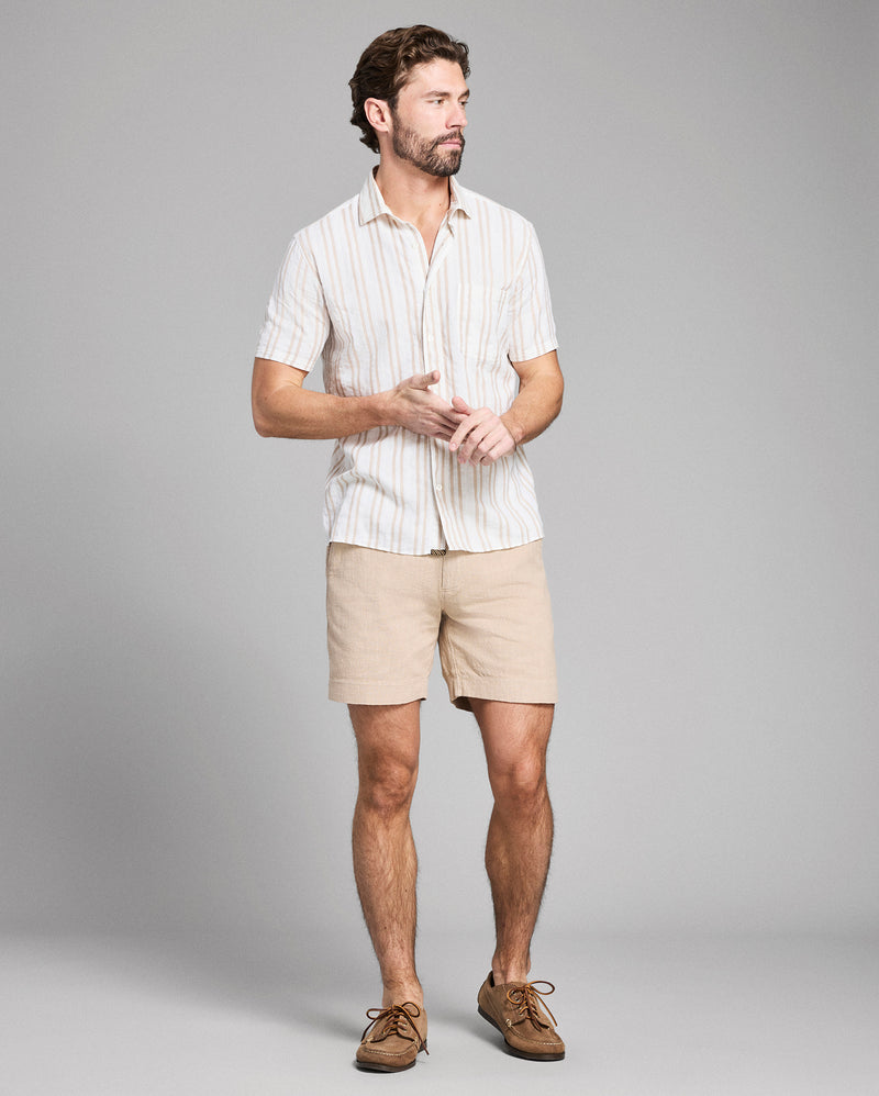 Short Sleeve Textured Dobby Stripe Contrast Treme