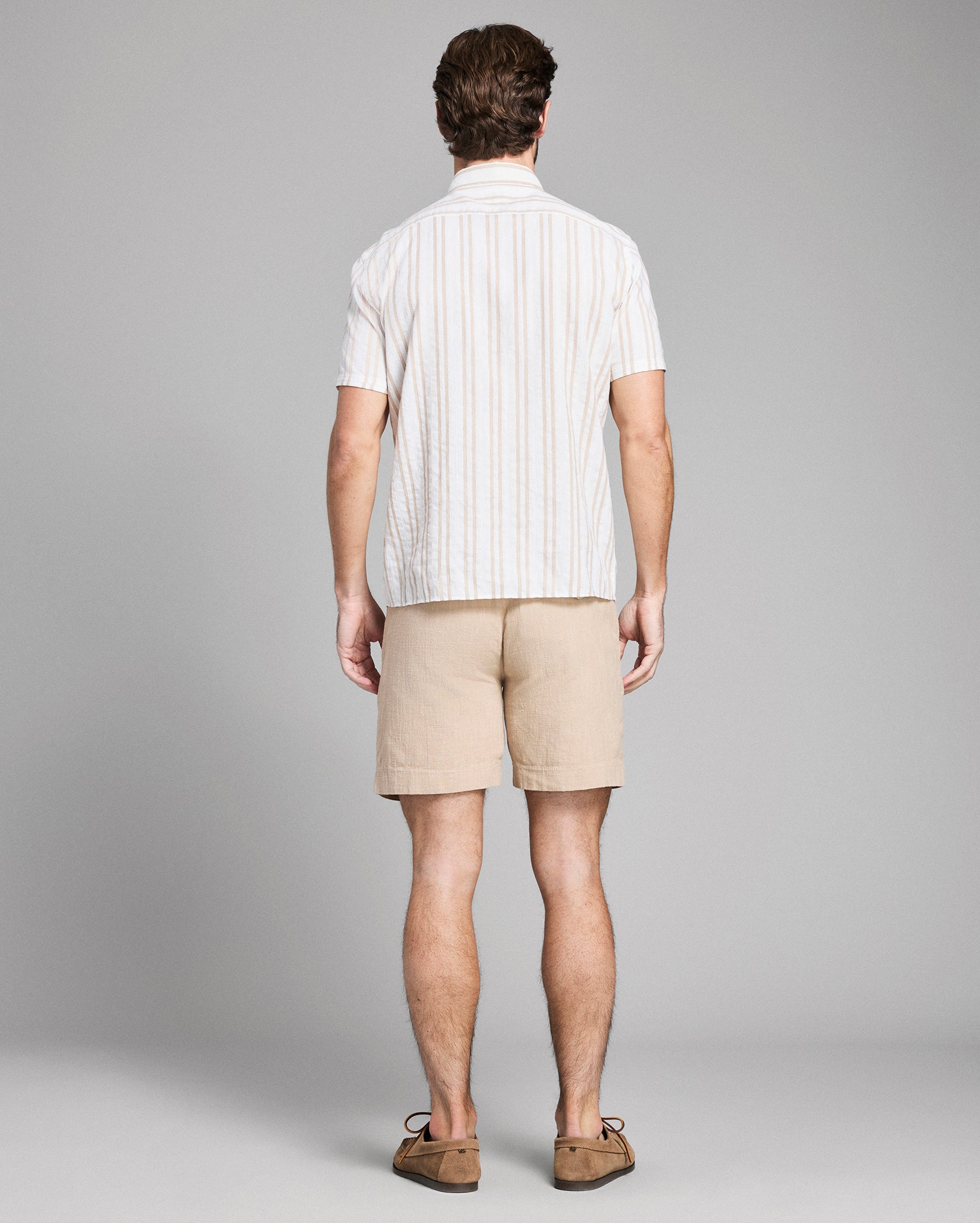 Short Sleeve Textured Dobby Stripe Contrast Treme