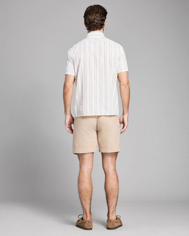 Short Sleeve Textured Dobby Stripe Contrast Treme