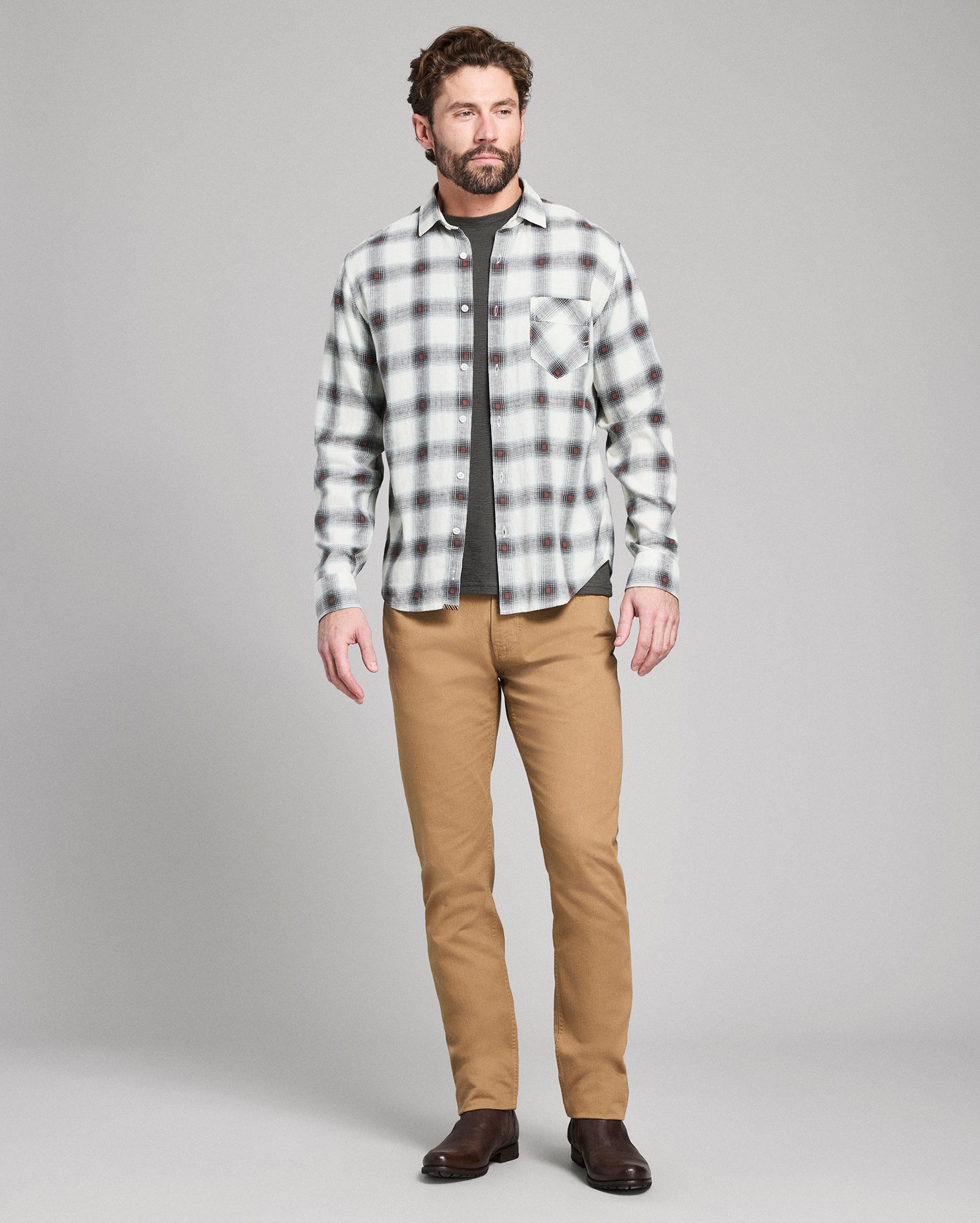 Hemp Cotton Dobby Plaid John T Shirt