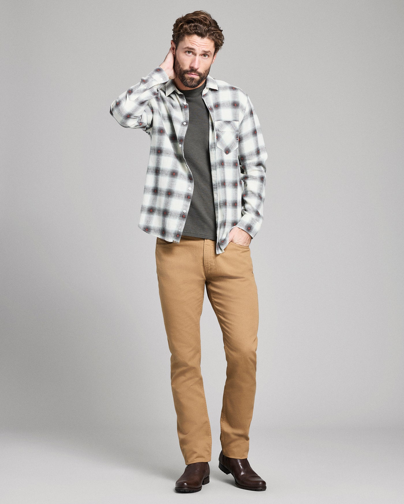 Hemp Cotton Dobby Plaid John T Shirt