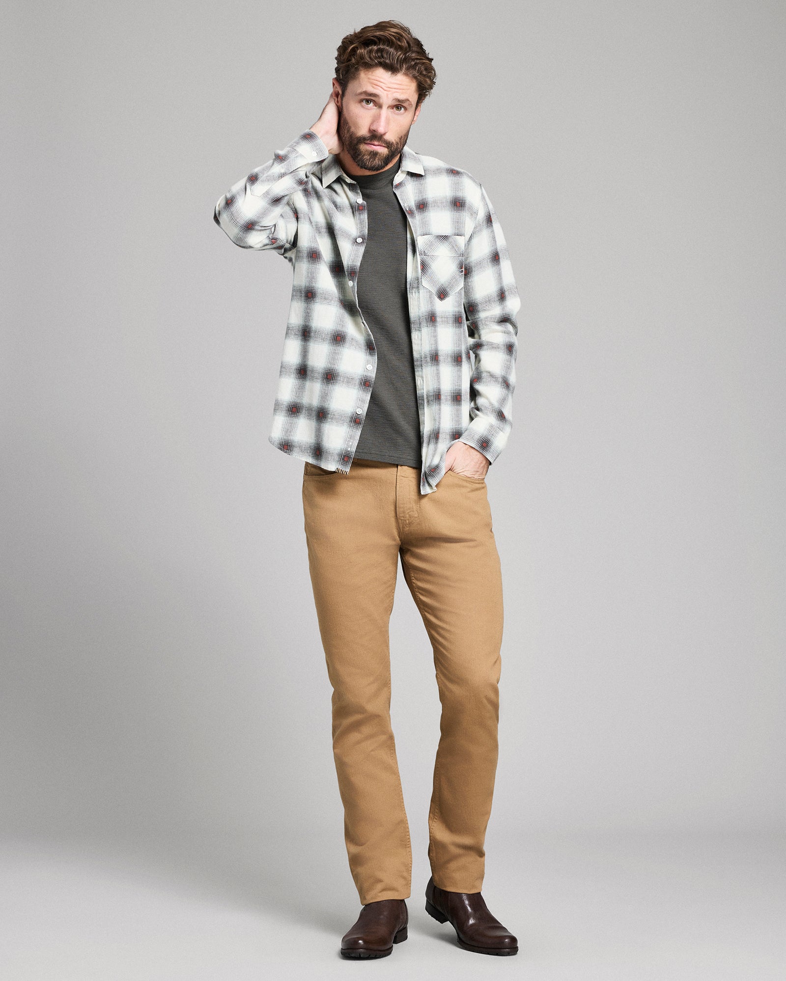 Hemp Cotton Dobby Plaid John T Shirt