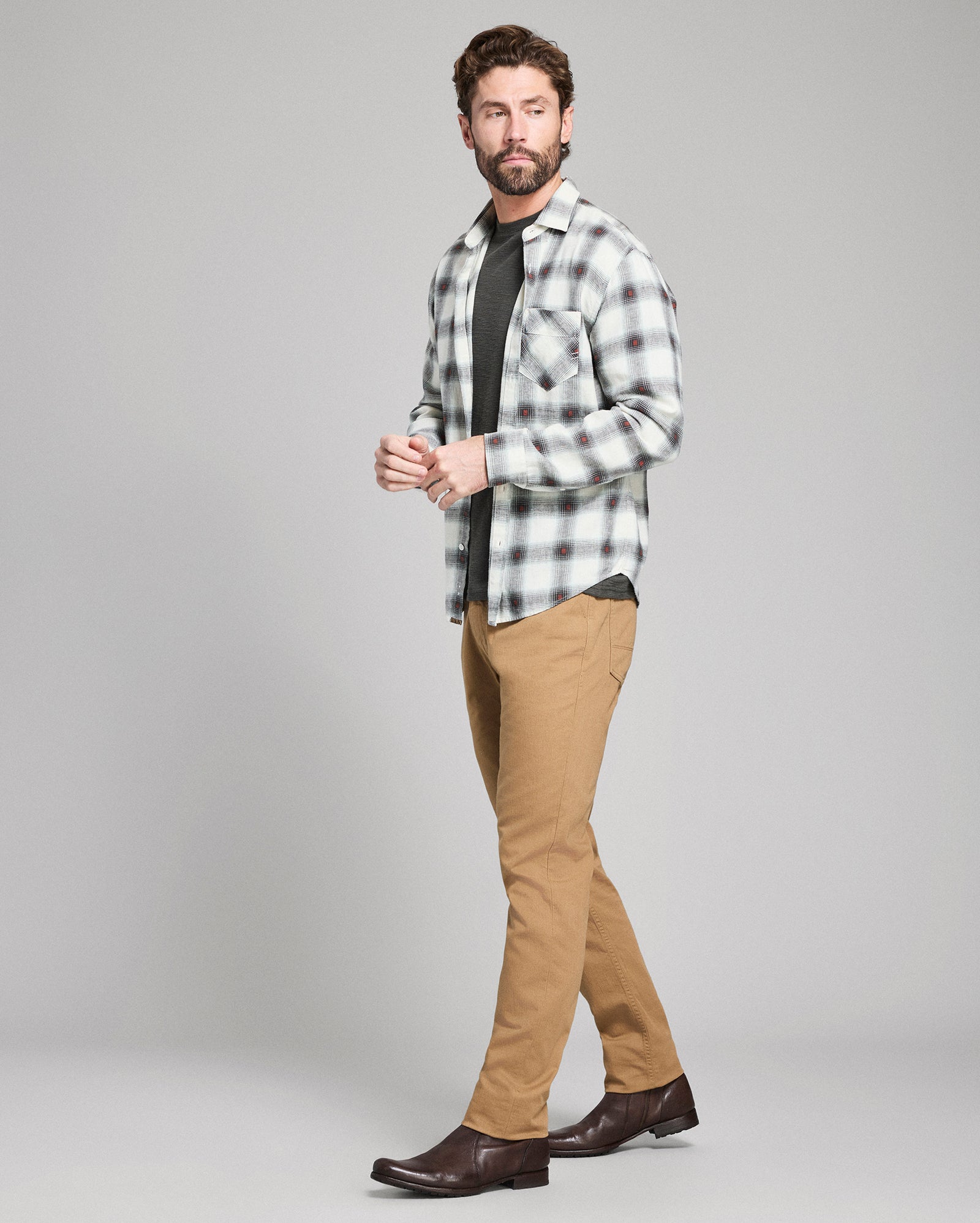 Hemp Cotton Dobby Plaid John T Shirt