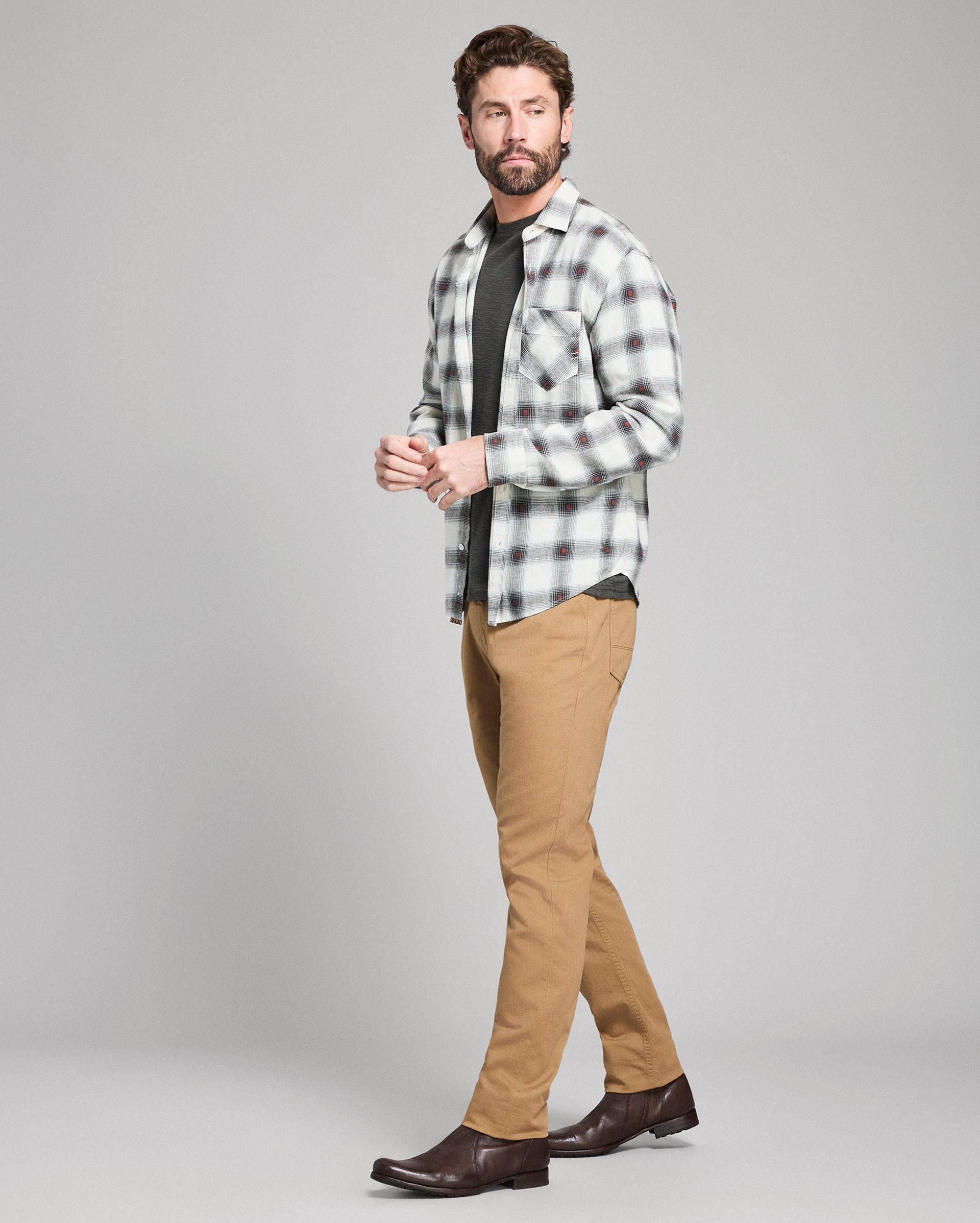 Hemp Cotton Dobby Plaid John T Shirt