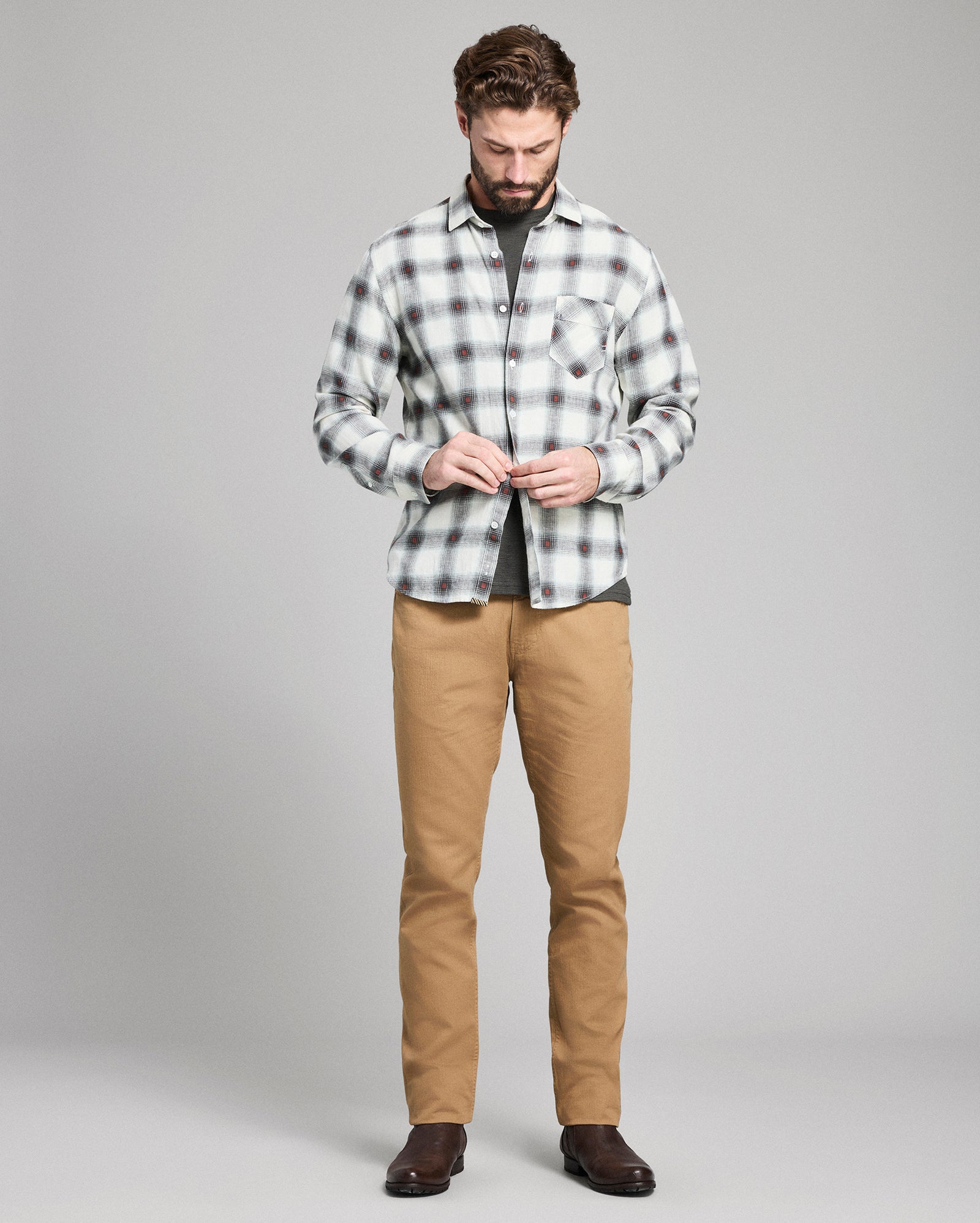 Hemp Cotton Dobby Plaid John T Shirt
