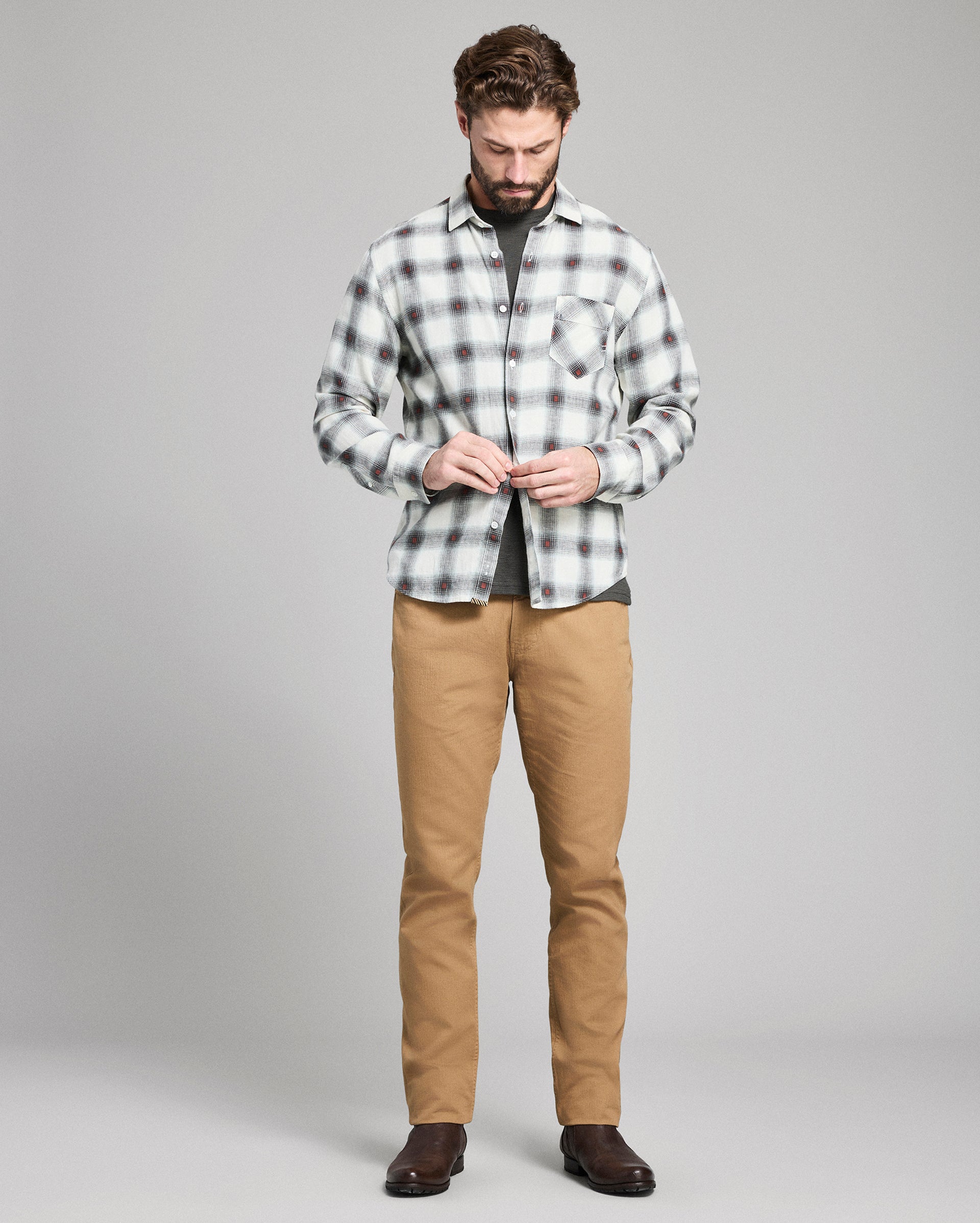 Hemp Cotton Dobby Plaid John T Shirt