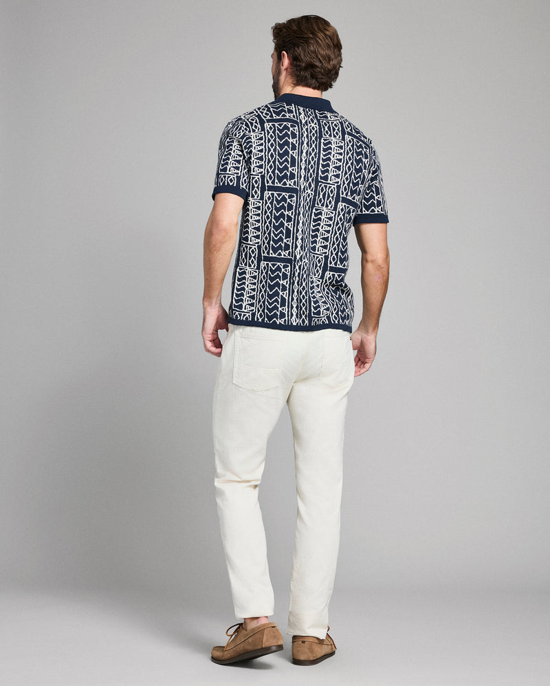 Geo Stitch Sweater Polo