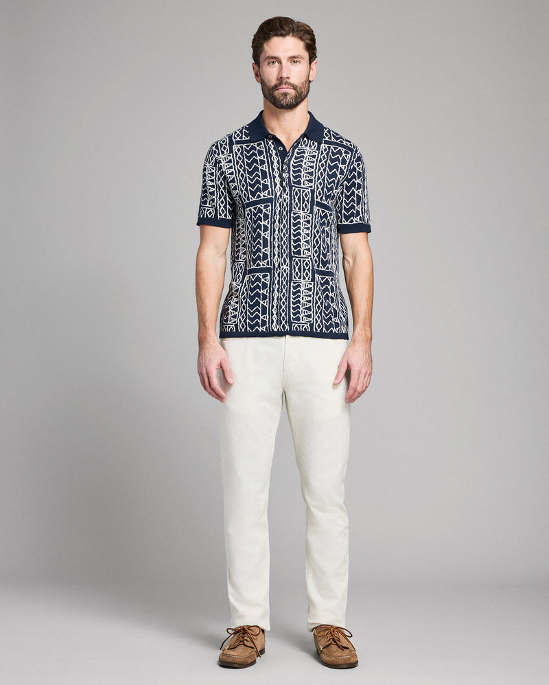 Geo Stitch Sweater Polo
