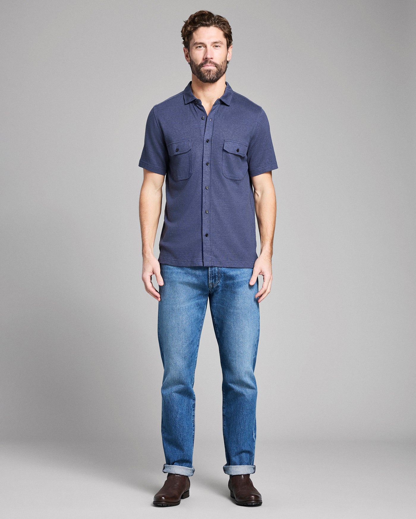 Short Sleeve Hemp Cotton Knit Shirt