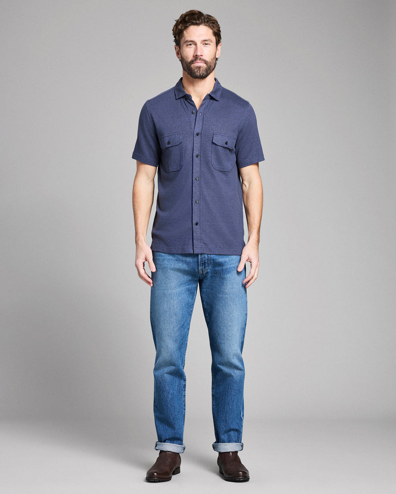Short Sleeve Hemp Cotton Knit Shirt