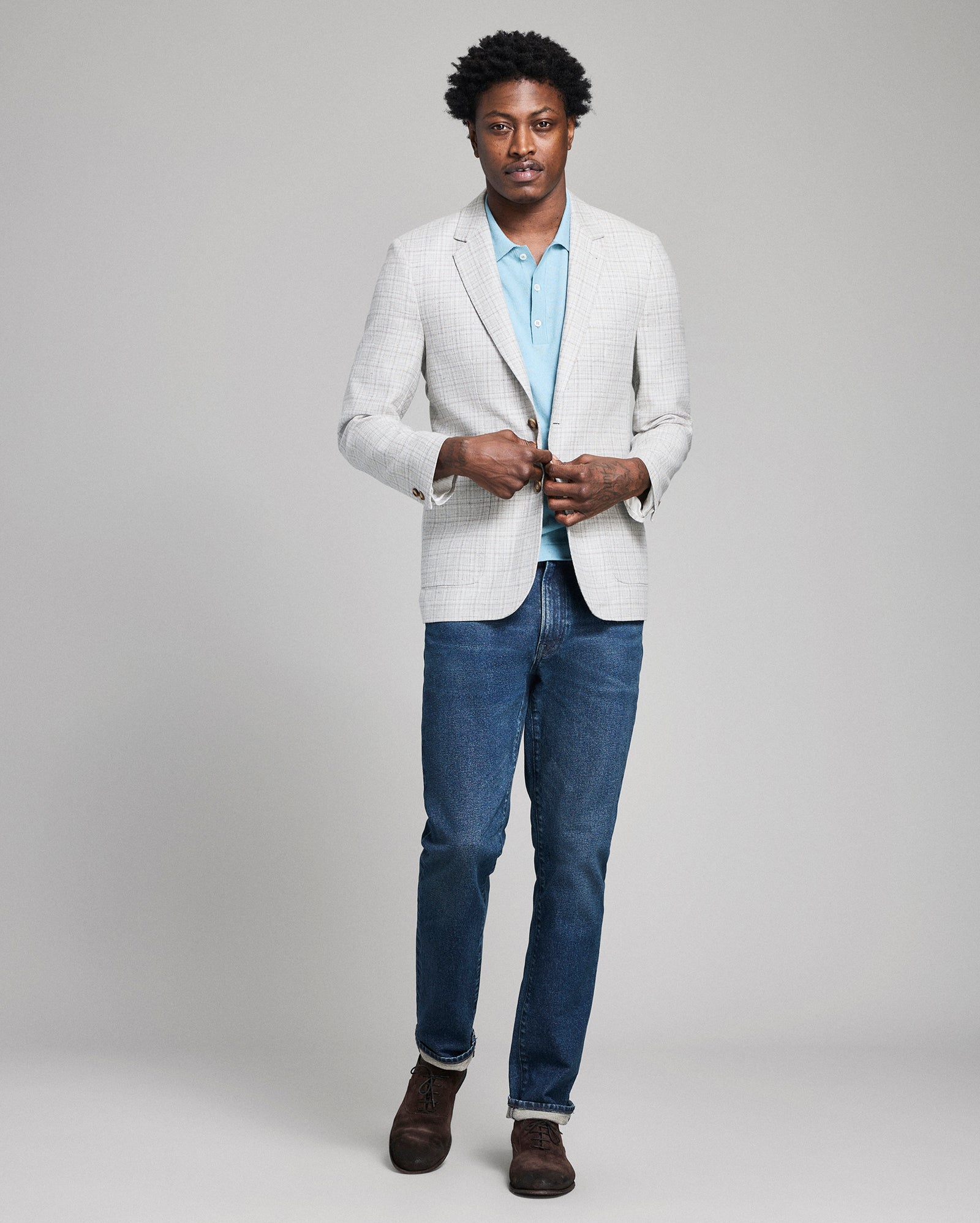 Textured Plaid Silk Wool Walton Jacket