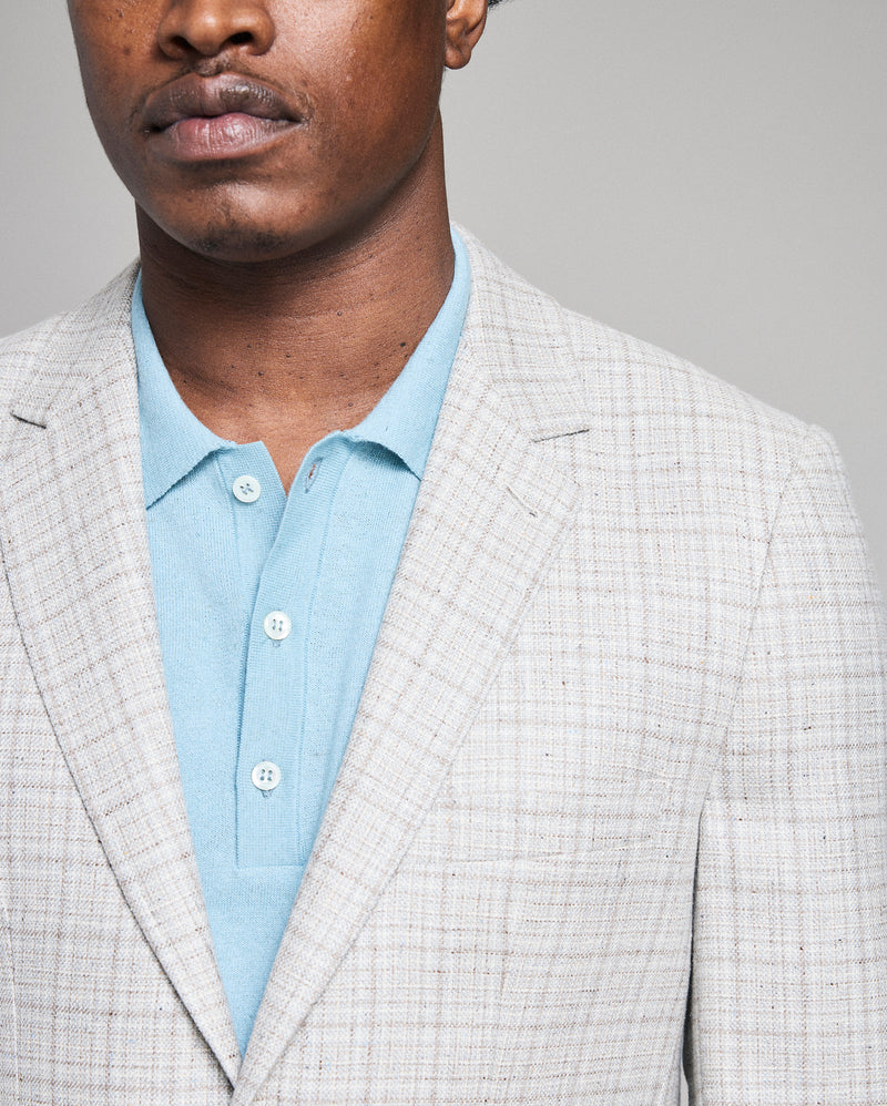 Textured Plaid Silk Wool Walton Jacket