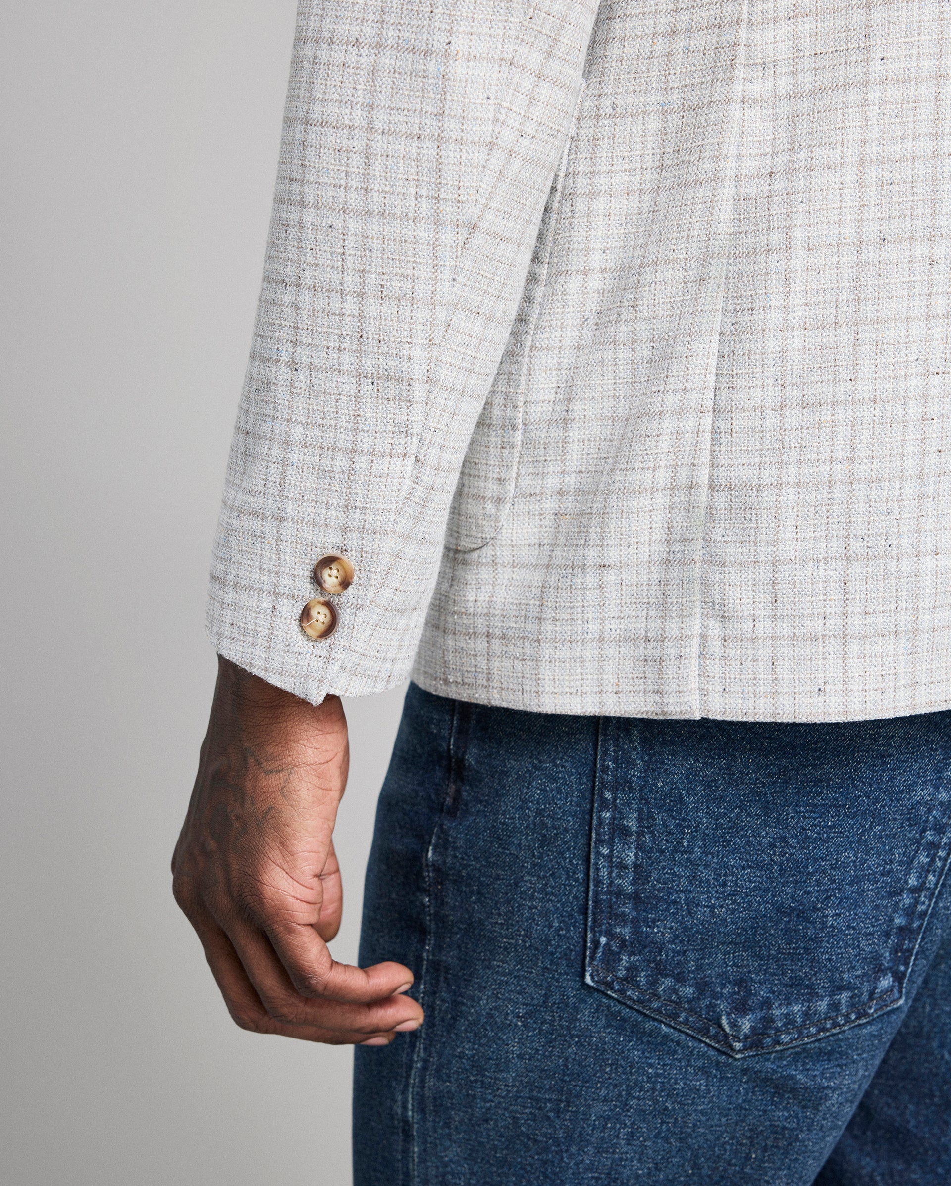 Textured Plaid Silk Wool Walton Jacket