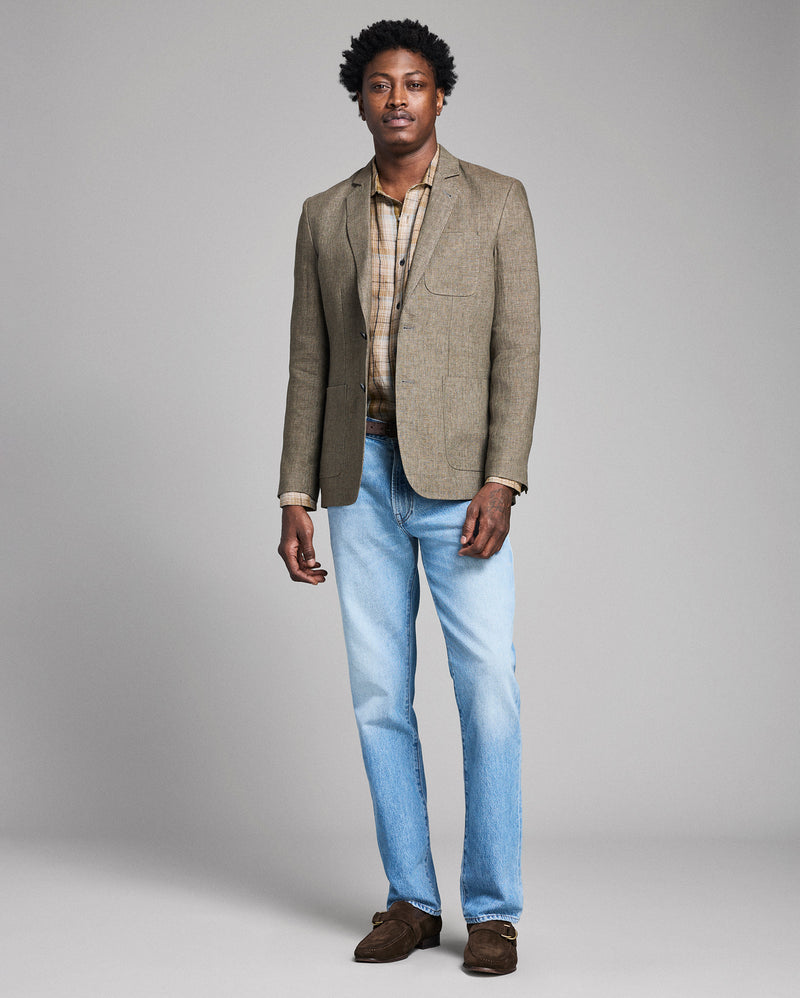 Micro Houndstooth Linen Archie Jacket