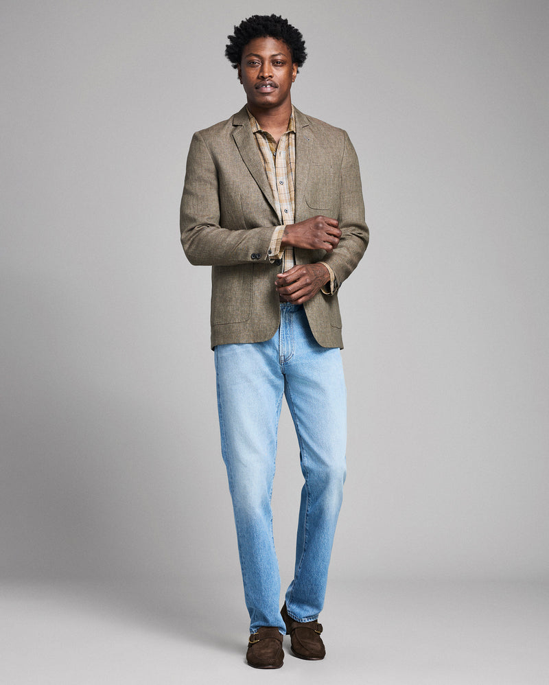 Micro Houndstooth Linen Archie Jacket