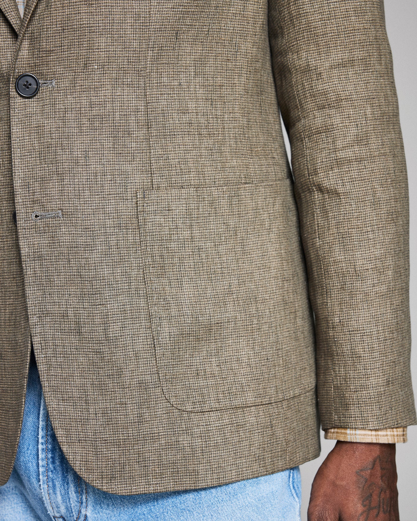 Micro Houndstooth Linen Archie Jacket