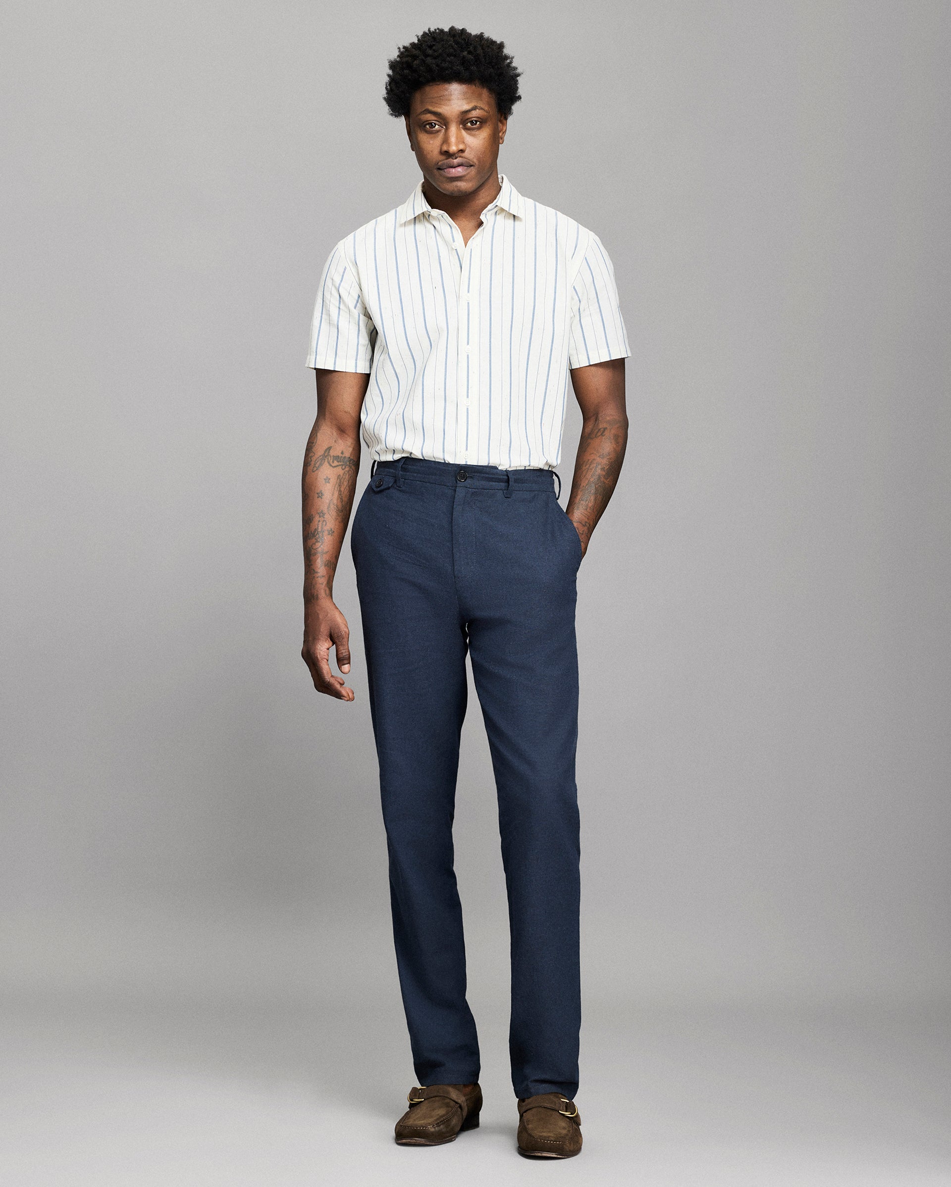 Chambray Flat Front Pant