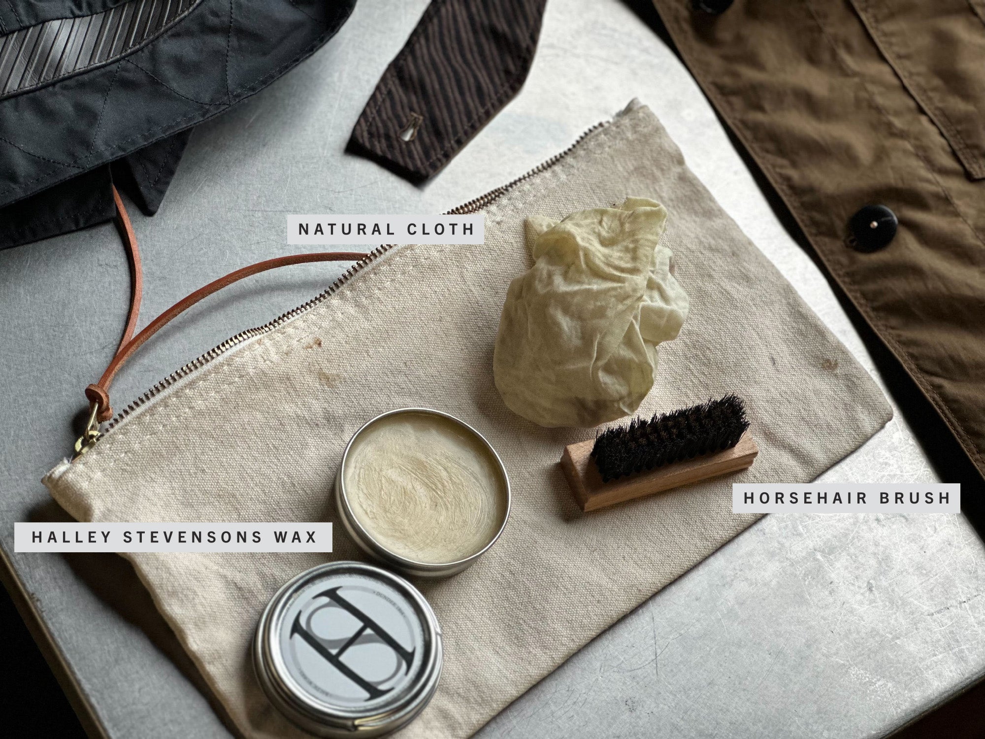 Items for caring for your waxwear.